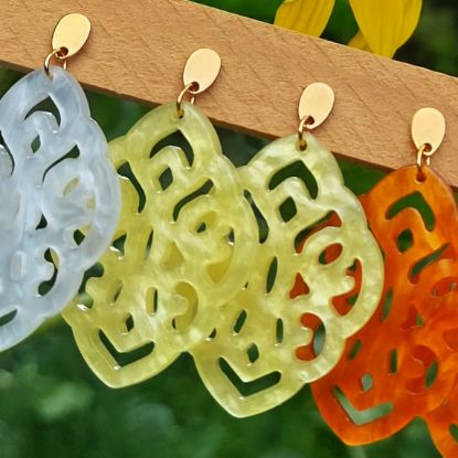 Picture of Ornament-Ohrstecker - Rhombusform - sunshine yellow
